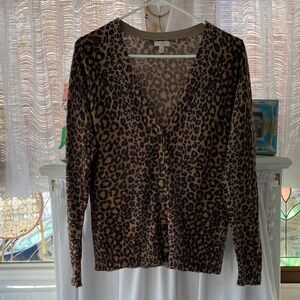 Talbots Animal Print V-neck Cardigan